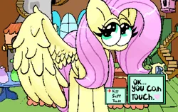 Size: 3800x2400 | Tagged: safe, artist:boneappleteeth, ponerpics import, fluttershy, pegasus, pony, female, fluttershy's cottage, image, indoors, mare, one wing out, pixel art, png, wings