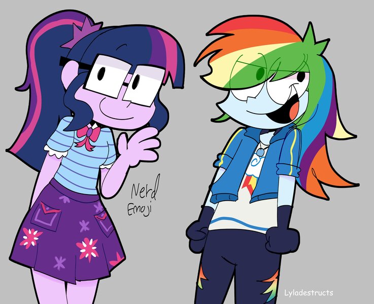 Size: 3532x2876 | Tagged: safe, artist:lyladestructs, derpibooru import, rainbow dash, sci-twi, twilight sparkle, human, equestria girls, g4, female, high res, image, jpeg, smiling