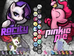 Size: 637x478 | Tagged: safe, ponerpics import, ponybooru import, limestone pie, pinkie pie, rarity, oc, earth pony, unicorn, fighting is magic, character select, fan game, fighting is magic - roots, image, new, palette, palette swap, png, recolor