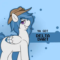 Size: 3000x3000 | Tagged: safe, artist:dracoflames, ponerpics import, ponybooru import, oc, oc:delta dart, unofficial characters only, hippogriff, pony, badge, commission, cowboy hat, hat, hippogriff oc, image, png, smug, ya got, ych example, ych result, your character here