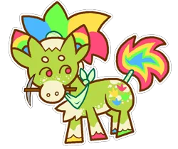 Size: 858x722 | Tagged: safe, artist:cal_alidocious, derpibooru import, oc, oc:dinosaur stomp, unofficial characters only, earth pony, pony, bandana, green coat, image, multicolored hair, pickaxe, png, rainbow hair, rainbow tail, simple background, solo, tail, transparent background