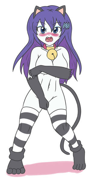 Size: 990x1920 | Tagged: questionable, artist:sumin6301, derpibooru import, rarity, cat, human, equestria girls, g4, 2022, bell, bell collar, belly, belly button, belly piercing, blushing, breasts, busty rarity, cat ears, cat tail, catgirl, clothes, collar, covering, covering breasts, covering crotch, eyebrows, eyebrows visible through hair, female, image, jpeg, looking at you, open mouth, piercing, purple hair, raricat, simple background, socks, solo, solo female, spread legs, spreading, standing, striped socks, tail, white background