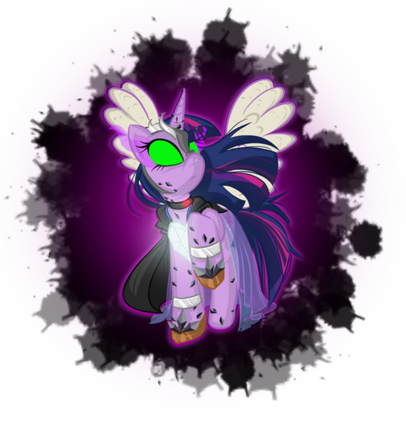 Size: 600x632 | Tagged: safe, artist:itbluebeadti, derpibooru import, twilight sparkle, twilight sparkle (alicorn), alicorn, pony, unicorn, fanfic:twilight sparkle queen of shadows, series:twilight sparkle queen of shadows, g4, artificial alicorn, artificial wings, augmented, cloak, clothes, collar, collar ring, corrupted, corrupted twilight sparkle, crown, crystal, crystal heart, crystals on body, cutie mark, dark crystal, dark magic, dark queen, dark twilight, dark twilight sparkle, dark world, designer:raggyrabbit94, dress, glow, glowing eyes, helmet, hoof shoes, horn, image, jewelry, leg band, magic, mane in the wind, peytral, png, possessed, queen of shadows, queen twilight, regalia, shadow, shoes, silk, simple background, solo, sombra eyes, splatter, splatter background, tiara, transparent background, tyrant sparkle, wings