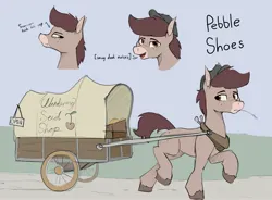 Size: 2193x1614 | Tagged: safe, artist:renderpoint, derpibooru import, oc, oc:pebble shoes, unofficial characters only, donkey, donkey oc, image, jpeg, solo, wagon