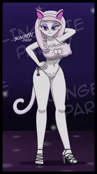 Size: 2273x4096 | Tagged: suggestive, artist:sonork91, ponerpics import, ponybooru import, fleur-de-lis, equestria girls, bedroom eyes, belly button, big breasts, boob window, bra, breasts, cat keyhole bra set, cat lingerie, clothes, female, fleur-de-seins, high heels, image, jpeg, legs, lingerie, looking at you, miss fleur is trying to seduce us, sandals, sexy, shoes, smiling, solo, solo female, stupid sexy fleur-de-lis, underwear