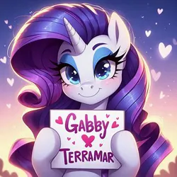 Size: 346x346 | Tagged: safe, ai content, machine learning generated, ponerpics import, ponybooru import, rarity, unicorn, gabbymar, image, implied shipping, implied sparity, implied straight, jpeg, shipper on deck, shipping