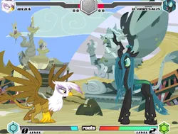 Size: 636x480 | Tagged: safe, ponerpics import, ponybooru import, gilda, queen chrysalis, gryphon, fighting is magic, fan game, fighting is magic - roots, griffonstone, hp, image, low, png, stone, walking