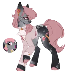 Size: 1000x1000 | Tagged: safe, artist:kazmuun, derpibooru import, prim hemline, earth pony, pony, series:kazmuun's drawing every pony, clothes, ear piercing, earring, female, image, jewelry, mare, markings, piercing, png, raised hoof, redesign, shirt, simple background, solo, transparent background, unshorn fetlocks