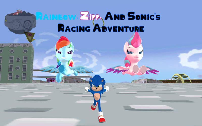 Size: 1920x1200 | Tagged: safe, artist:puzzlshield2, derpibooru import, rainbow dash, zipp storm, hedgehog, human, pegasus, pony, fanfic, fanfic:rainbow zipp and sonic's racing adventure, g4, g5, 3d, crossover, doctor eggman, egg mobile, fanfic art, female, fimfiction, fimfiction.net link, flying, image, male, mmd, png, racing, render, running, sonic the hedgehog, sonic the hedgehog (film), sonic the hedgehog (series), trio