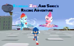 Size: 1920x1200 | Tagged: safe, artist:puzzlshield2, derpibooru import, rainbow dash, zipp storm, hedgehog, human, pegasus, pony, fanfic, fanfic:rainbow zipp and sonic's racing adventure, g4, g5, 3d, crossover, doctor eggman, egg mobile, fanfic art, female, fimfiction, fimfiction.net link, flying, image, male, mmd, png, racing, render, running, sonic the hedgehog, sonic the hedgehog (film), sonic the hedgehog (series), trio