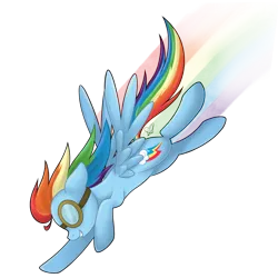 Size: 2048x2048 | Tagged: safe, artist:czscribbles, derpibooru import, rainbow dash, pegasus, pony, g4, aviator goggles, female, flying, goggles, grin, image, mare, png, rainbow trail, simple background, smiling, solo, spread wings, transparent background, wings