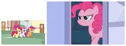 Size: 1379x512 | Tagged: safe, derpibooru import, apple bloom, pinkie pie, scootaloo, sweetie belle, pony, g4, ponyville confidential, angry, cutie mark crusaders, female, filly, foal, image, mare, png