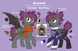 Size: 4180x2736 | Tagged: safe, artist:moonatik, derpibooru import, oc, oc:anneal, unofficial characters only, bat pony, pony, bat pony oc, bat wings, boots, clothes, female, image, mare, military uniform, png, ponytail, reference sheet, scabbard, shoes, solo, sword, tail, tail bun, uniform, weapon, wings