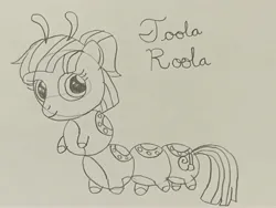 Size: 4032x3024 | Tagged: safe, artist:aidanthedrawerboi10, derpibooru import, toola roola, caterpillar, g4, image, jpeg, monochrome, solo, species swap, traditional art