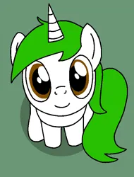 Size: 546x720 | Tagged: safe, artist:lonstecation, derpibooru import, oc, oc:lonstecation, unofficial characters only, pony, unicorn, g4, cute, green background, horn, image, looking at camera, looking up, male, png, shadow, simple background, sitting, smiling, solo, stallion