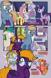 Size: 1920x2948 | Tagged: safe, artist:alexdti, derpibooru import, fluttershy, twilight sparkle, twilight sparkle (alicorn), oc, oc:aqua lux, oc:brainstorm (alexdti), oc:purple creativity, oc:star logic, oc:warm focus, alicorn, pony, comic:quest for friendship retold, angel, devil, image, png, shoulder angel, shoulder devil