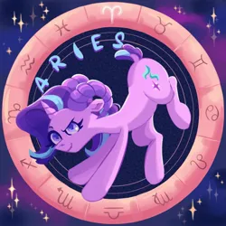 Size: 2000x2000 | Tagged: safe, artist:irisikiki, derpibooru import, part of a set, starlight glimmer, pony, unicorn, g4, aries, female, goat horns, high res, horn, horns, image, jpeg, mare, solo, stars