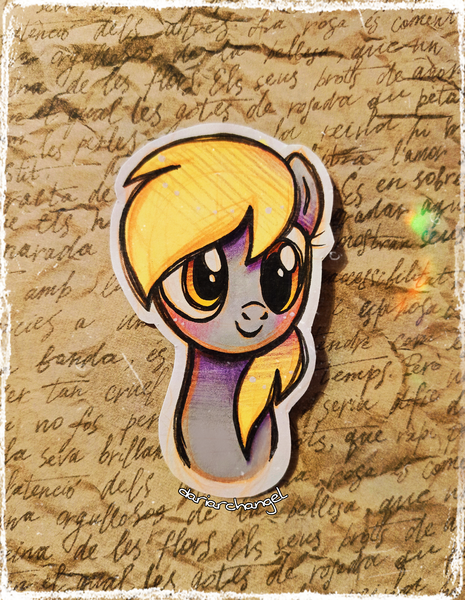 Size: 2287x2950 | Tagged: safe, artist:dariarchangel, derpibooru import, derpy hooves, pegasus, pony, g4, adorable face, bangs, blonde, blonde hair, blonde mane, bust, c:, cross-eyed, cute, cute smile, derp, derpabetes, female, gray coat, image, mare, photo, png, portrait, precious, smiling, solo, too cute, traditional art, yellow eyes