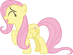 Size: 3928x3000 | Tagged: safe, artist:cloudy glow, derpibooru import, fluttershy, pegasus, pony, g4, female, image, mare, open mouth, png, raised hoof, simple background, solo, transparent background, vector