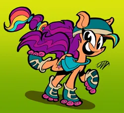 Size: 2100x1925 | Tagged: safe, artist:joeywaggoner, artist:jwcartoonist, derpibooru import, sunny starscout, earth pony, pony, g5, image, jpeg, roller skates, skates, solo