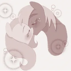 Size: 3000x3000 | Tagged: safe, artist:texacity, derpibooru import, big macintosh, fluttershy, earth pony, pegasus, pony, g4, blushing, bust, cute, duo, duo male and female, eyes closed, female, fluttermac, height difference, image, jpeg, kiss on the lips, kissing, male, mare, monochrome, shipping, signature, sparkles, stallion, straight