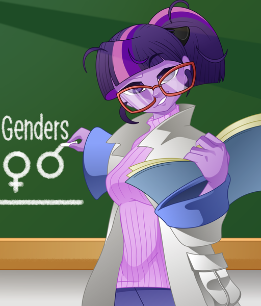 Size: 2560x3000 | Tagged: safe, artist:pretofusco, derpibooru import, sci-twi, twilight sparkle, human, equestria girls, g4, book, chalk, chalkboard, female, gender, high res, image, png, solo, teacher, teaching