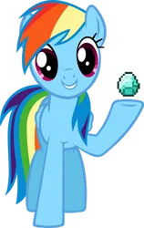 Size: 1024x1622 | Tagged: safe, artist:itchykitchy, derpibooru import, rainbow dash, pegasus, pony, cute, dashabetes, diamond, image, minecraft, png, simple background, transparent background