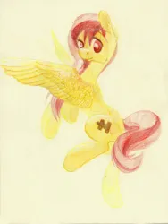 Size: 904x1200 | Tagged: safe, artist:wolfiedrawie, derpibooru import, oc, oc:mute, unofficial characters only, pegasus, pony, female, flying, image, jpeg, mare, simple background, solo, traditional art, white background