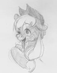 Size: 928x1200 | Tagged: safe, artist:wolfiedrawie, derpibooru import, applejack, earth pony, pony, g4, black and white, bust, cider, drunk, female, foam, grayscale, image, jpeg, mare, monochrome, mug, sketch, solo, tongue out, traditional art