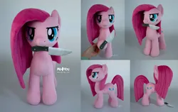 Size: 2200x1391 | Tagged: safe, artist:meplushyou, derpibooru import, pinkie pie, pony, image, irl, jpeg, knife, mouth hold, photo, pinkamena diane pie, plushie, solo