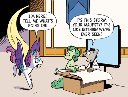 Size: 412x313 | Tagged: safe, derpibooru import, idw, official, unnamed character, unnamed pony, zipp storm, pegasus, pony, g5, my little pony: tell your tale, spoiler:comic, spoiler:g5, spoiler:g5comic, female, glasses, image, male, mare, my little pony: the storm of zephyr heights, official comic, png, stallion, the storm of zephyr heights #1