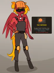 Size: 1821x2478 | Tagged: safe, artist:moonatik, derpibooru import, oc, oc:moonatik, unofficial characters only, anthro, pegasus, pony, unguligrade anthro, anthro oc, clothes, engineer (tf2), goggles, hair bun, hard hat, hat, image, male, outfit, overalls, pegasus oc, png, solo, stallion, team fortress 2, wings