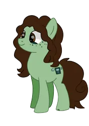 Size: 1240x1754 | Tagged: safe, artist:galactichooves, derpibooru import, oc, oc:ponysona, unofficial characters only, earth pony, pony, brown mane, colored, freckles, green, ibispaint x, image, png, ponysona, simple, simple background, solo, transparent background