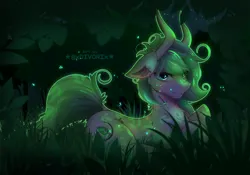 Size: 4000x2800 | Tagged: safe, artist:divori, derpibooru import, oc, oc:forest whisper, unofficial characters only, firefly (insect), insect, pony, blue eyes, chest fluff, cutie mark, druid, ear fluff, forest, grass, grass field, horn, horns, image, jungle, looking at you, magic, magic aura, male, nature, outline, png, stallion, tree