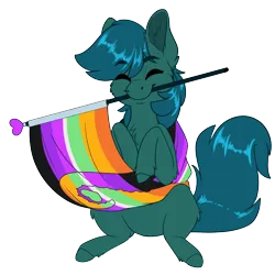 Size: 2000x2000 | Tagged: safe, artist:silkensaddle, derpibooru import, oc, oc:poison trail, unofficial characters only, earth pony, derpibooru exclusive, earth pony oc, flag, image, png, pride flag, simple background, smiling, transparent background