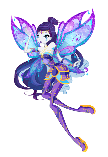 Size: 1973x2851 | Tagged: safe, artist:machakar52, derpibooru import, rarity, fairy, equestria girls, g4, alternate hairstyle, bare shoulders, bloomix, blue wings, clothes, collarbone, colored wings, concave belly, crossover, fairy wings, fairyized, gradient wings, high heels, image, looking at you, platform heels, png, shoes, simple background, smiling, sparkly wings, thin, transparent background, wide hips, wings, winx, winx club, winxified