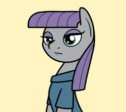 Size: 2048x1829 | Tagged: safe, artist:ewoudcponies, derpibooru import, maud pie, earth pony, pony, g4, bust, female, image, lidded eyes, mare, png, simple background, solo, yellow background