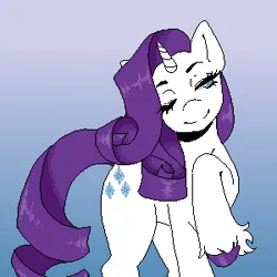 Size: 300x300 | Tagged: safe, artist:snowflake_pone, derpibooru import, pony, unicorn, g4, digital art, horn, image, jpeg, lidded eyes, one eye closed, pixel art, smiling, unshorn fetlocks, wink