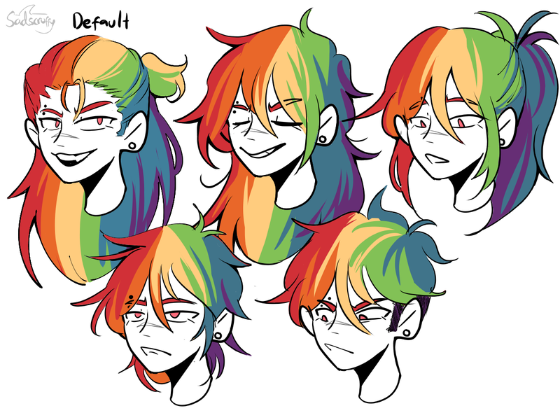 Size: 1200x900 | Tagged: safe, artist:sadscruffy, derpibooru import, rainbow dash, human, equestria girls, g4, alternate hairstyle, bust, eyebrows, eyebrows visible through hair, female, image, open mouth, open smile, png, smiling, solo