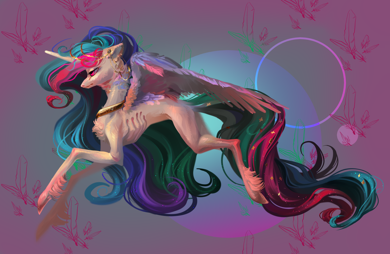 Size: 2350x1527 | Tagged: safe, artist:yanisfucker, derpibooru import, princess celestia, alicorn, pony, g4, abstract background, anorexic, chest fluff, concave belly, ear piercing, earring, emaciated, female, image, jewelry, lanky, mare, piercing, png, regalia, ribcage, ribs, skinny, solo, tall, thin, unshorn fetlocks