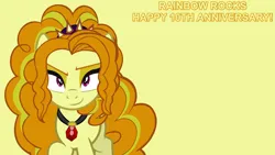 Size: 1920x1080 | Tagged: safe, artist:dragonmaster137, derpibooru import, edit, editor:jaredking779, adagio dazzle, ponified, earth pony, pony, equestria girls, g4, disguise, disguised siren, earth pony adagio dazzle, equestria girls ponified, female, gem, image, jpeg, looking at you, mare, my little pony equestria girls: rainbow rocks, rainbow rocks 10th anniversary, simple background, siren gem, smiling, smiling at you, smirk, yellow background