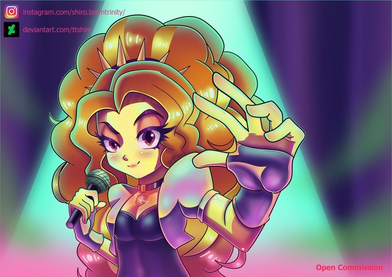 Size: 1280x905 | Tagged: safe, derpibooru import, adagio dazzle, human, equestria girls, g4, antagonist, background human, breasts, busty adagio dazzle, evil, evil grin, female, grin, hand, humanized, image, jpeg, music festival outfit, my little pony equestria girls: rainbow rocks, smiling, villainess