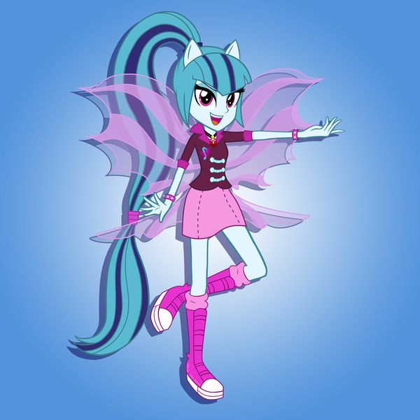 Size: 2000x2000 | Tagged: safe, artist:julie-z, derpibooru import, adagio dazzle, aria blaze, sonata dusk, human, equestria girls, g4, female, fin wings, fins, image, jpeg, my little pony equestria girls: rainbow rocks, open mouth, open smile, ponied up, rainbow rocks 10th anniversary, smiling, solo, the dazzlings, wings