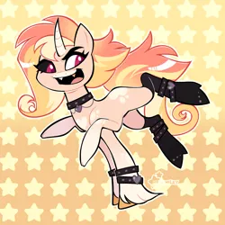 Size: 2048x2048 | Tagged: safe, artist:3ggmilky, derpibooru import, oc, pony, unicorn, black sclera, choker, female, heterochromia, horn, image, mare, png, six legs, solo, spiked choker