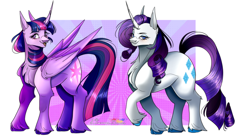 Size: 2100x1200 | Tagged: safe, artist:legendaryshadee, derpibooru import, rarity, twilight sparkle, twilight sparkle (alicorn), alicorn, pony, image, png