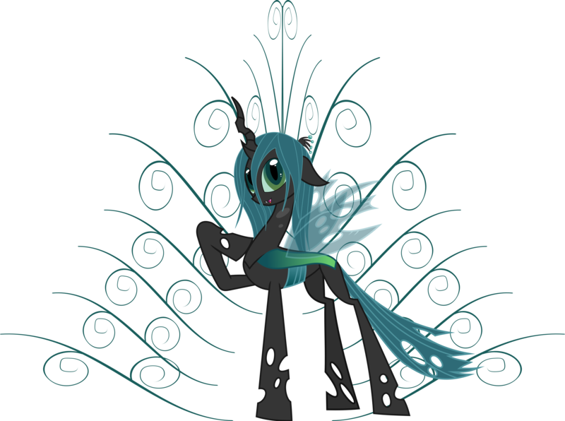 Size: 6602x4922 | Tagged: dead source, safe, artist:aegwinn, banned from derpibooru, deleted from derpibooru, queen chrysalis, changeling, changeling queen, female, floppy ears, image, open mouth, png, raised hoof, simple background, slit eyes, solo, standing, transparent background