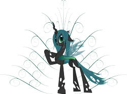 Size: 6602x4922 | Tagged: dead source, safe, artist:aegwinn, banned from derpibooru, deleted from derpibooru, queen chrysalis, changeling, changeling queen, female, floppy ears, image, open mouth, png, raised hoof, simple background, slit eyes, solo, standing, transparent background