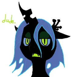 Size: 522x560 | Tagged: artist needed, source needed, safe, queen chrysalis, changeling, changeling queen, bust, dialogue, dude, female, image, lidded eyes, looking at you, open mouth, png, portrait, simple background, slit eyes, solo, white background