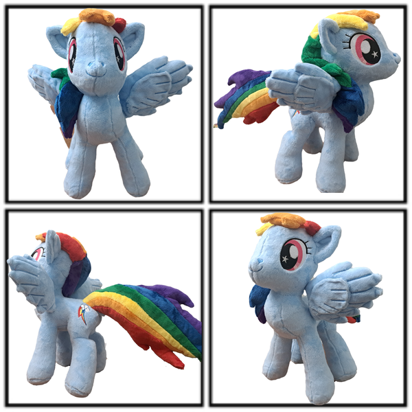 Size: 1628x1628 | Tagged: safe, artist:manehattanplushies, derpibooru import, rainbow dash, pegasus, g4, cutie mark, image, photo, plushie, png, spread wings, wings