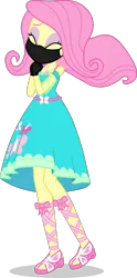 Size: 2480x5000 | Tagged: safe, artist:brokenadam, artist:dustinwatsongkx, derpibooru import, fluttershy, equestria girls, g4, clothes, coronavirus, covid-19, cute, dress, eyes closed, face mask, female, fluttershy boho dress, gloves, image, mask, png, shyabetes, simple background, skinny, solo, thin, transparent background